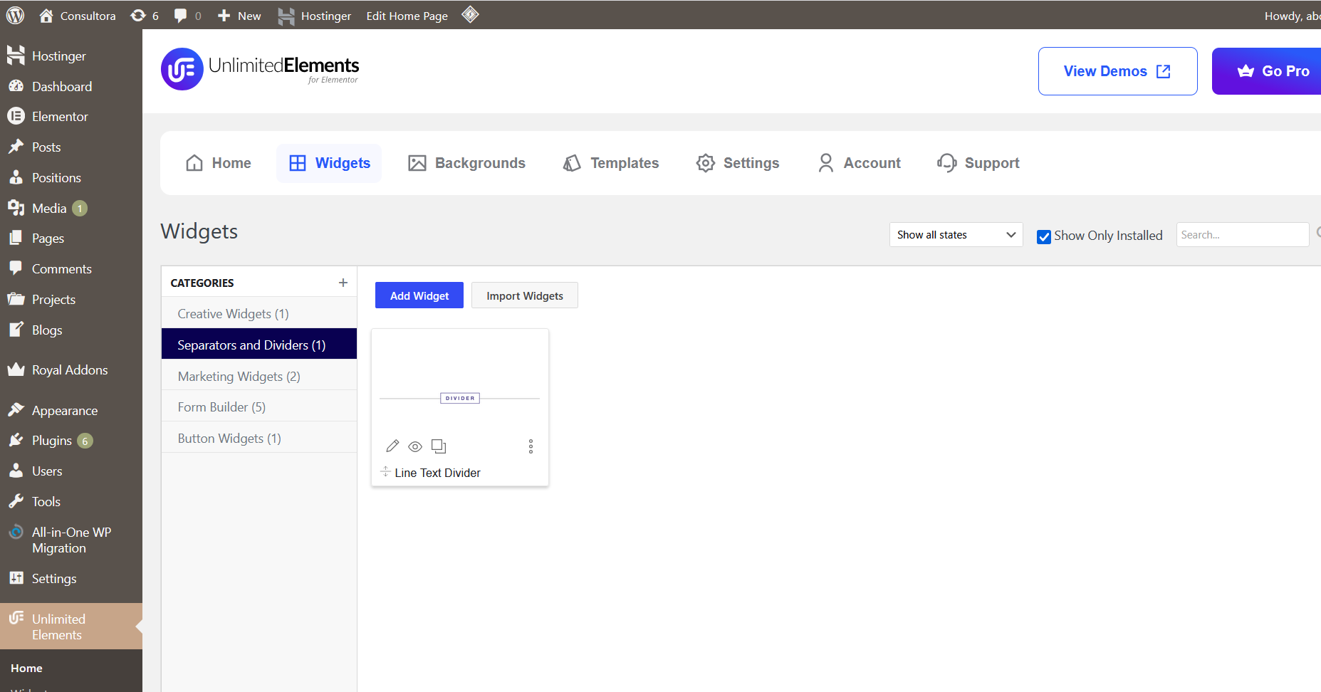 Separators and Widgets
